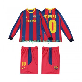 Koszulka FC Barcelona Lionel Messi 10 2010 2011 Retro Dziecięcy Domowe Koszulki Piłkarskie Długi Rękaw